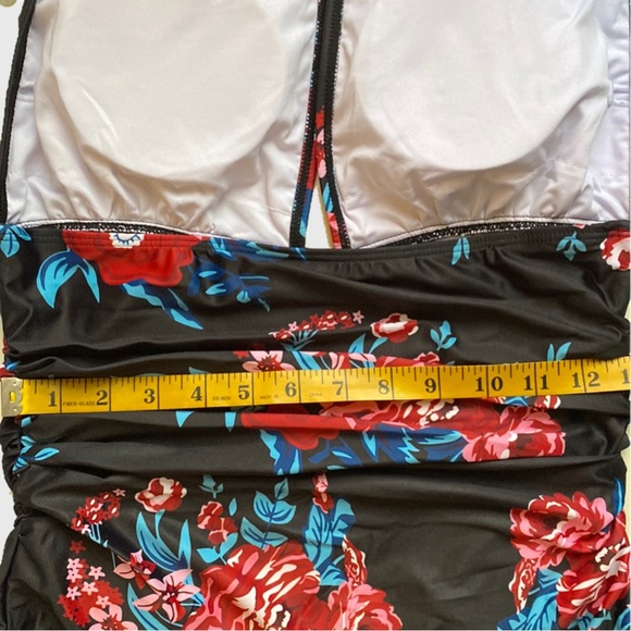 Womens One Piece Floral Swimsuit with Tummy Control - Picture 3 of 4